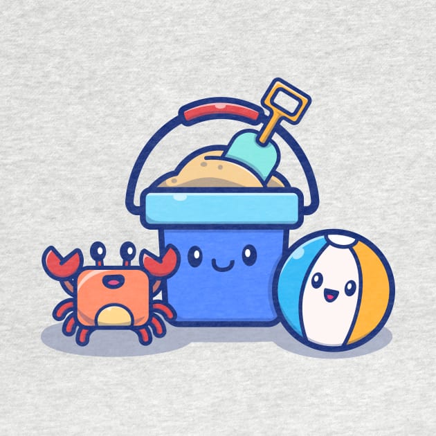 Cute Summer Bucket Sand With Crab And Ball by Catalyst Labs